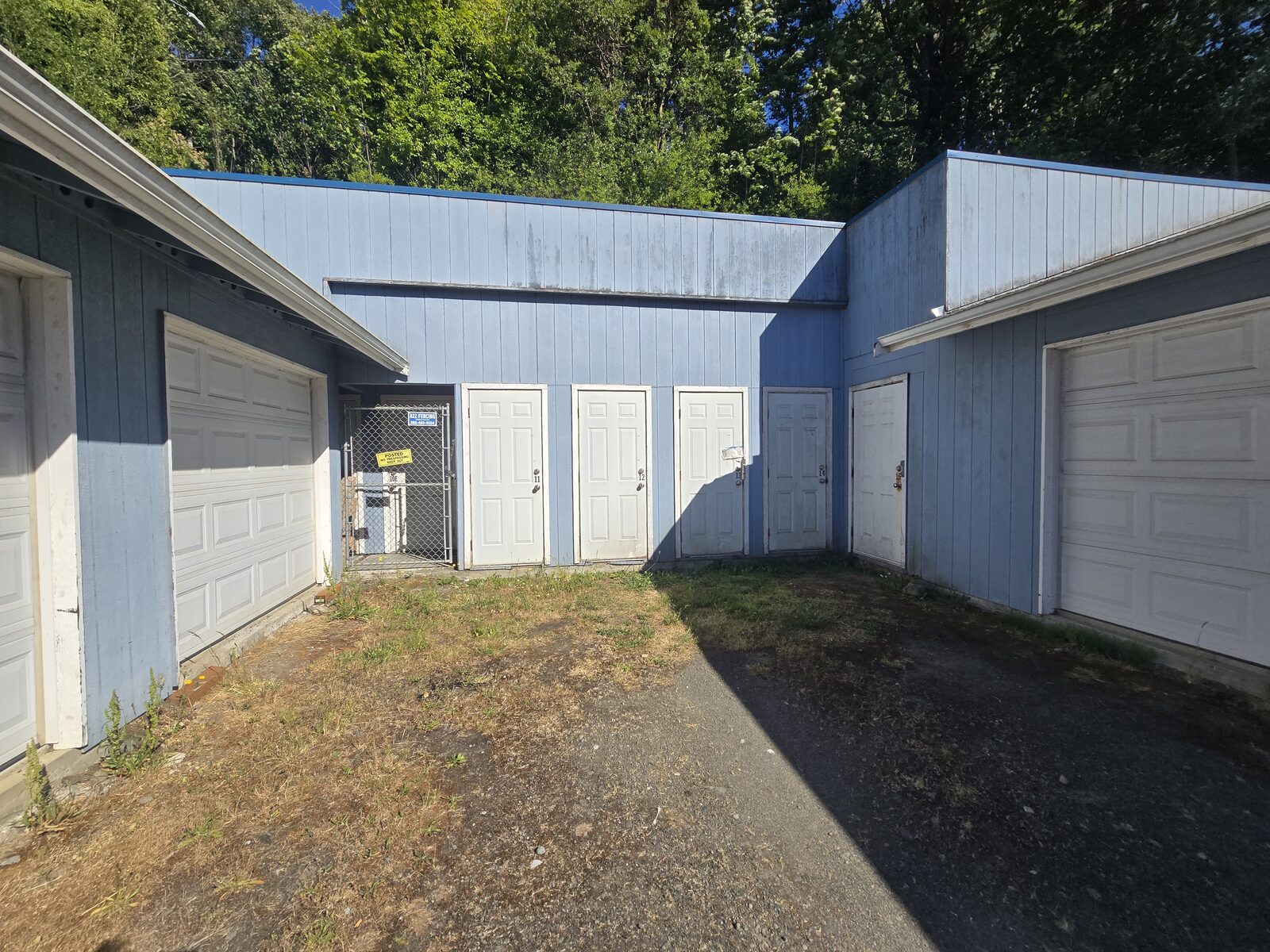 Storage unit courtyard with exterior doors